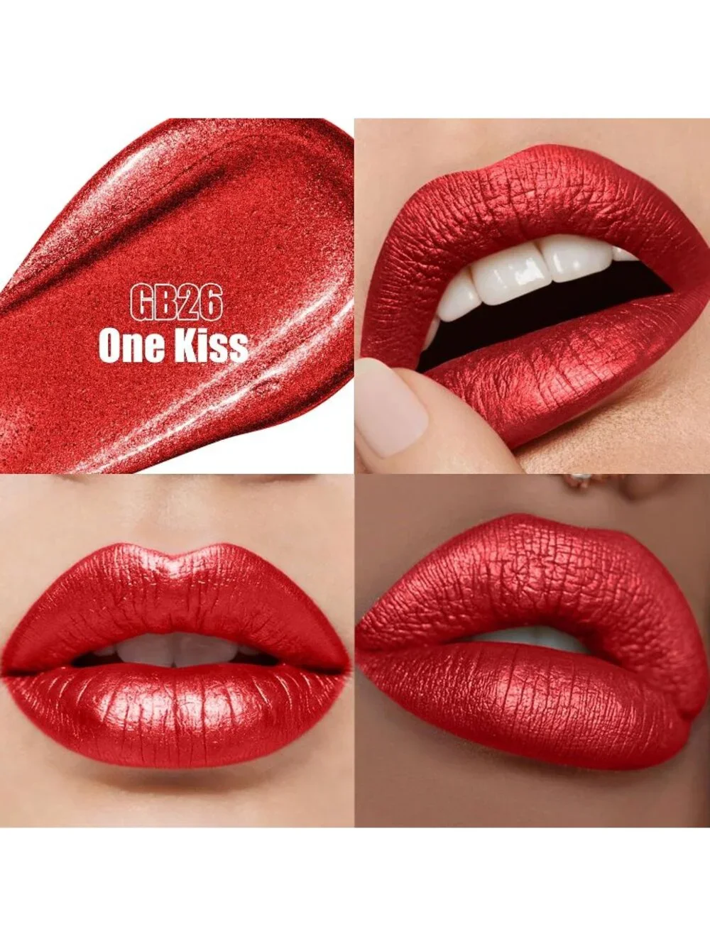 Women's GB26 One Kiss Metallic 2-in-1 Glitter Long Lasting Lipstick & Lip Liner